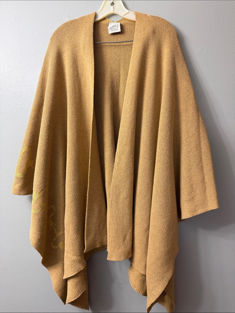 IN2GREEN Gold Knit Sweater shawl- Metallic Gold one size